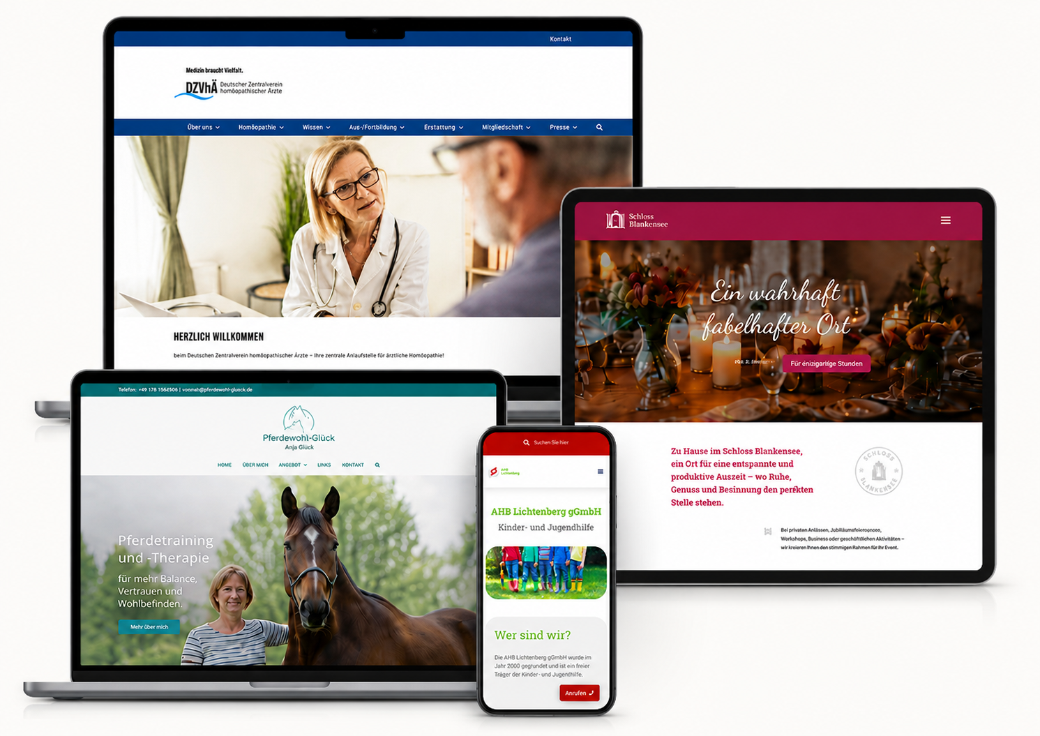 Verschiedene Website-Projekte von Jantze Seiten