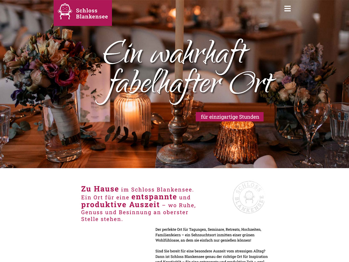 Website-Referenz Schloss Blankensee