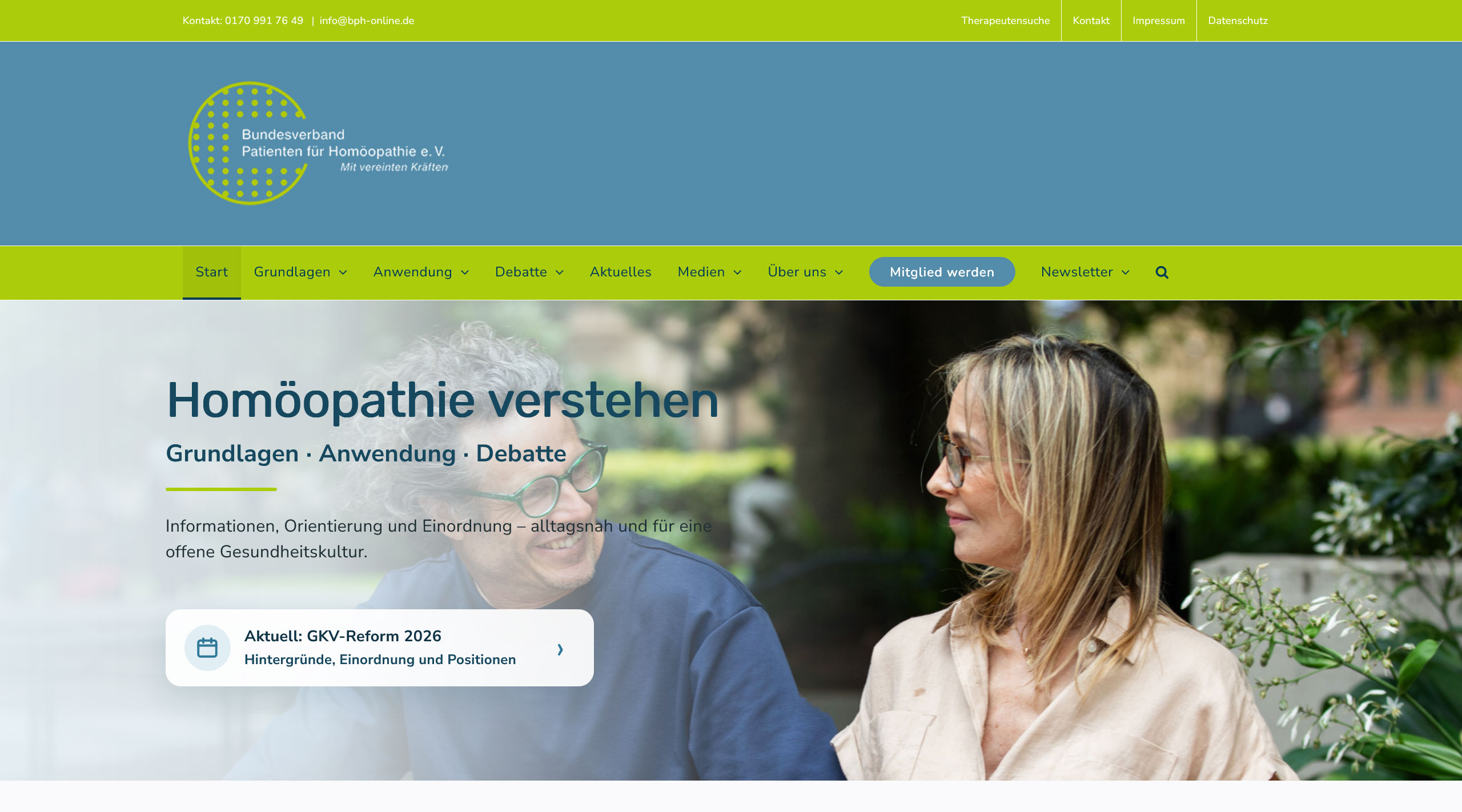 Weiterentwickelter aktueller Stand der Website